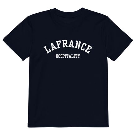 Organic Cotton Kids T-Shirt - Navy - White Collegiate Logo