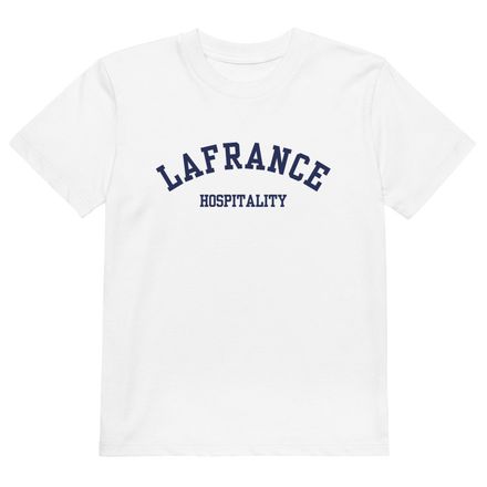 Organic Cotton Kids T-Shirt - White - Navy Collegiate Logo