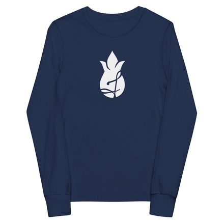 Youth Long Sleeve Tee - Navy - White Pineapple Logo