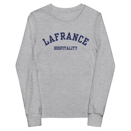 Youth Long Sleeve Tee - Grey - Navy Collegiate Logo