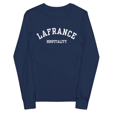 Youth Long Sleeve Tee - Navy - White Collegiate Logo