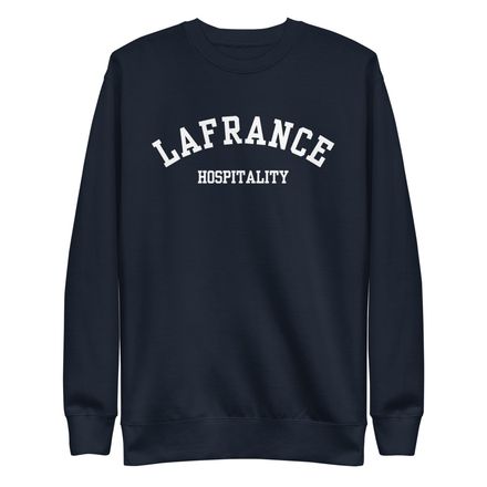 Unisex Premium Crewneck - Navy - White Logo