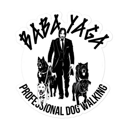 Baba Yaga Dog Walking Sticker