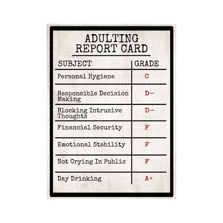 Adulting Report Card