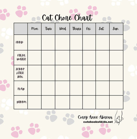 Cat Chore Chart for kids