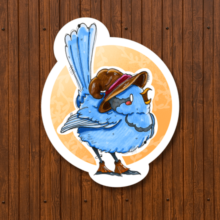 Winter Blue Bird on a Search Sticker