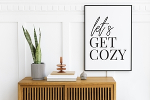 Cozy - Black and White Printable Wall Art