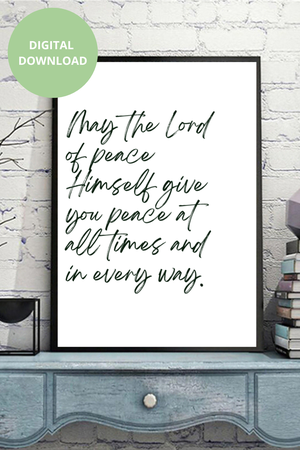 Peace At All Times - Black and White Printable Wall Art Quote