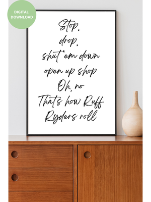 Rough Ryders Anthem (2 Prints) - Black and White Printable Wall Art Quote