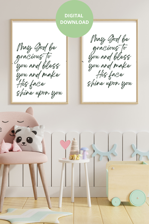 May God Be Gracious 2 Designs - Black and White Printable Wall Art Quote