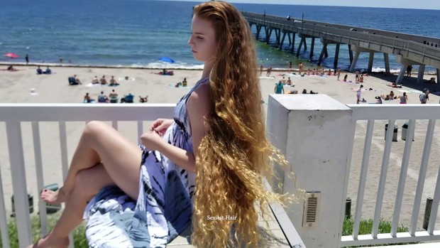 Amber&#x27;s 1st Shoot Natural Redhead  Rapunzel Beach Fun 