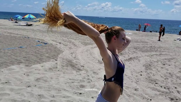 Amber&#x27;s 1st Shoot Natural Redhead  Rapunzel Beach Fun 