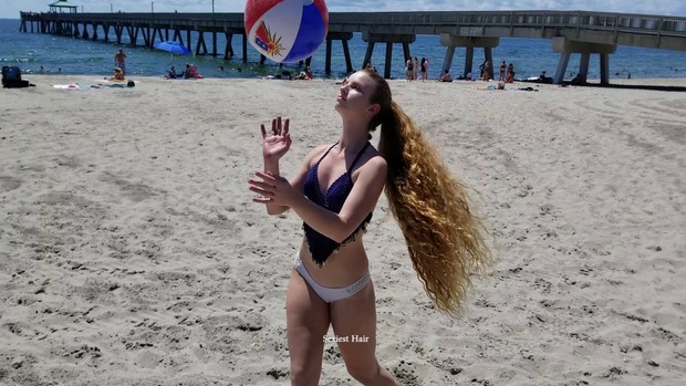 Amber&#x27;s 1st Shoot Natural Redhead  Rapunzel Beach Fun 