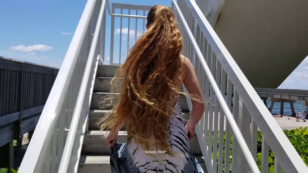 Amber&#x27;s 1st Shoot Natural Redhead  Rapunzel Beach Fun 