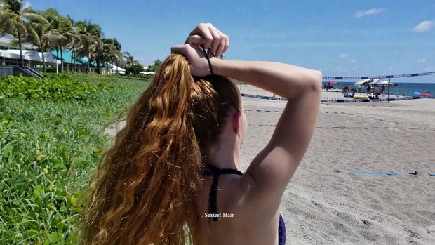 Amber&#x27;s 1st Shoot Natural Redhead  Rapunzel Beach Fun 