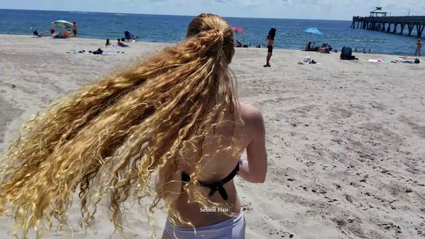 Amber&#x27;s 1st Shoot Natural Redhead  Rapunzel Beach Fun 
