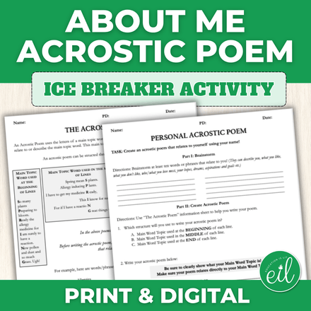 Acrostic Poetry Ice Breaker Activity