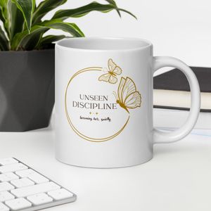 Unseen Discipline Mug – Luxury Feminine Motivation 20 oz Coffee Cup for Quiet Growth