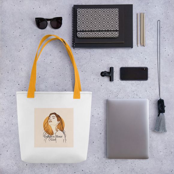 Golden Hour Girl Tote Bag – Feminine Aesthetic Canvas Bag