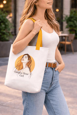 Golden Hour Girl Tote Bag – Feminine Aesthetic Canvas Bag