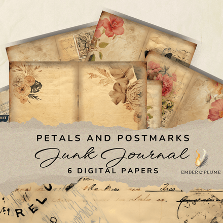 Petals and Postcards Journal Digital Paper