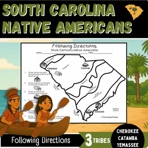 South Carolina Native Americans Following Directions Map Activity | Grades 2-5