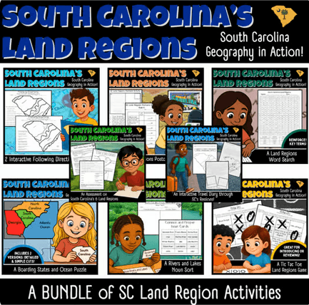 South Carolina&#x27;s Land Regions BUNDLE | Geography in Action!