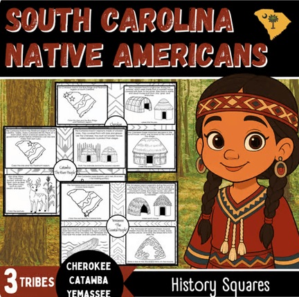 South Carolina Native American Tribes Activity | Cherokee, Catawba, Yemassee | Grades 3-5