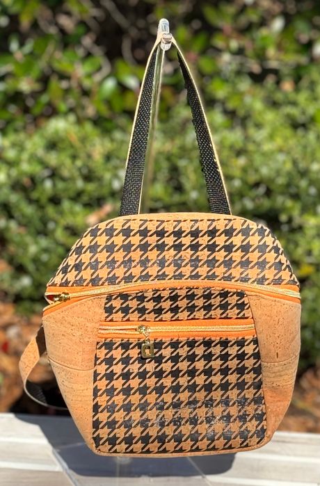 Houndstooth and Natural Convertible Backpack