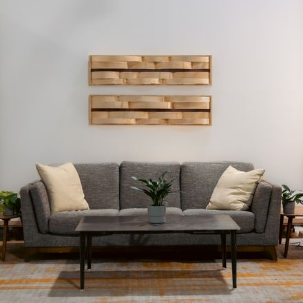 matched strip pair with curly mahogany // 45 x 10