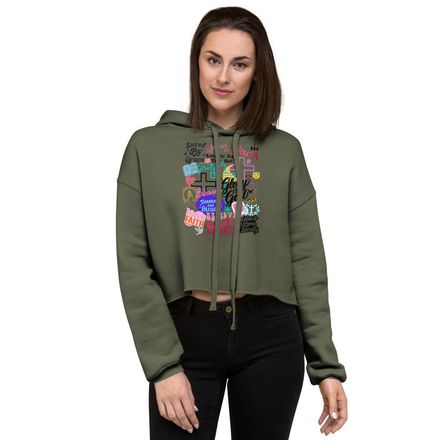 CHRISTIAN COLLAGE CROPPED HOODIE 