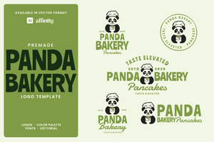 Panda Bakery Pancakes Logo Template