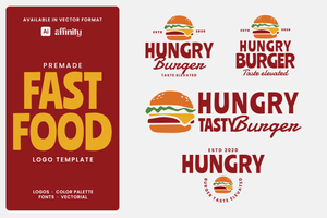 Hungry Burger Restaurant Logo Template