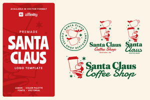 Santa Claus Coffee Shop Logo Template