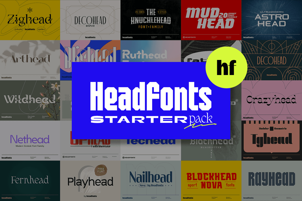 Headfonts Starter Pack – 42 Fonts, 137 Weights, and Exclusive Benefits