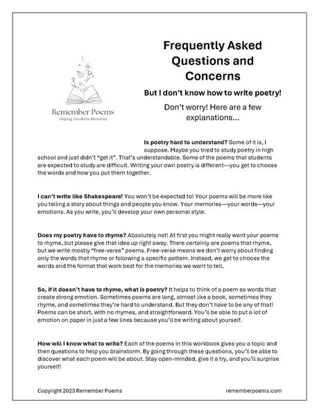 FAQ for Poets--Free to download and copy!