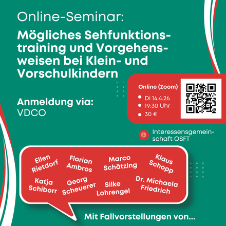 OSFT-Webinar "Sehfunktionstraining und Vorgehensweisen bei Kleinkindern", 14.4.2026