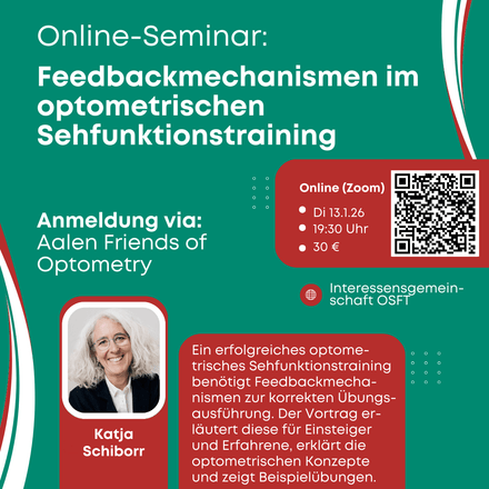 OSFT-Webinar "Feedbackmechanismen im optometrischen Sehfunktionstraining