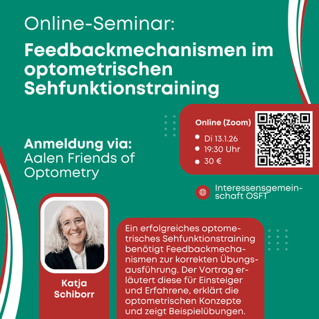 OSFT-Webinar "Feedbackmechanismen im optometrischen Sehfunktionstraining