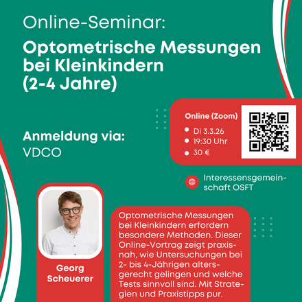 OSFT-Webinar "Optometrische Messungen bei Kleinkindern (2-4 Jahre)"