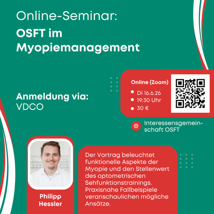 OSFT-Webinar "OSFT im Myopie-Management", 16.6.2026