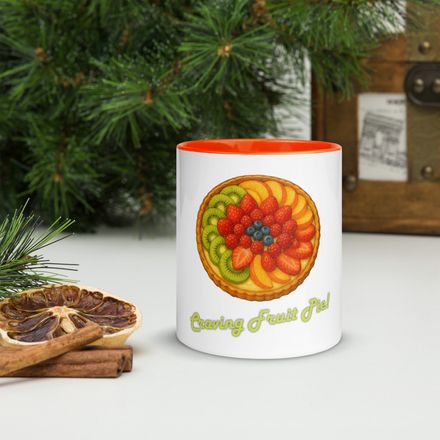 White Ceramic Mug With Color Inside CRAVING FRUIT PIE