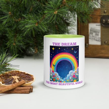 White Ceramic Mug With Color Inside DREAM