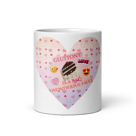 White Glossy Mug GLUTTONY 