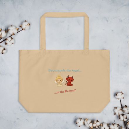 Large Eco Tote Bag Angel or Demon 