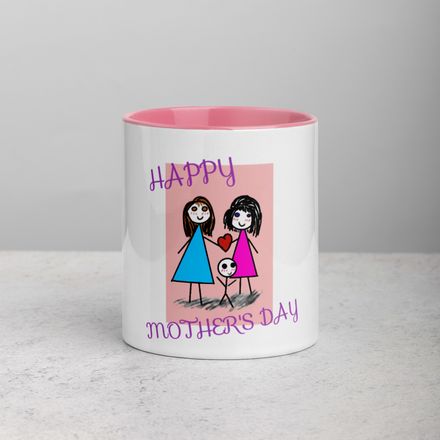 White Ceramic Mug With Color Inside Mother&#x27;s Day 2 