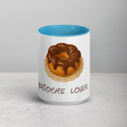 White Ceramic Mug With Color Inside BRIOCHE LOVER 