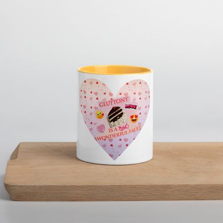 White Ceramic Mug With Color Inside GLUTTONY 