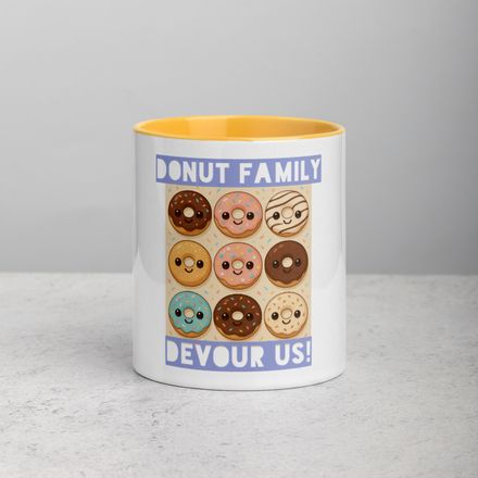 White Ceramic Mug With Color Inside DONUTS 