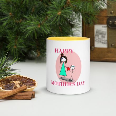 White Ceramic Mug With Color Inside Mother&#x27;s Day 